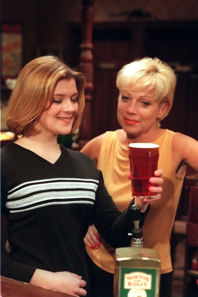 Denise pictured on set with Jane Danson in 1999