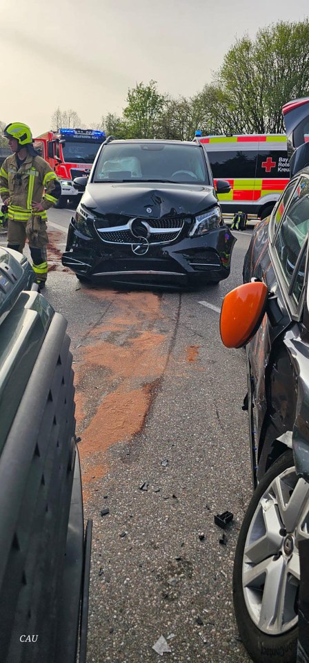 The kids were travelling in the Mercedes van