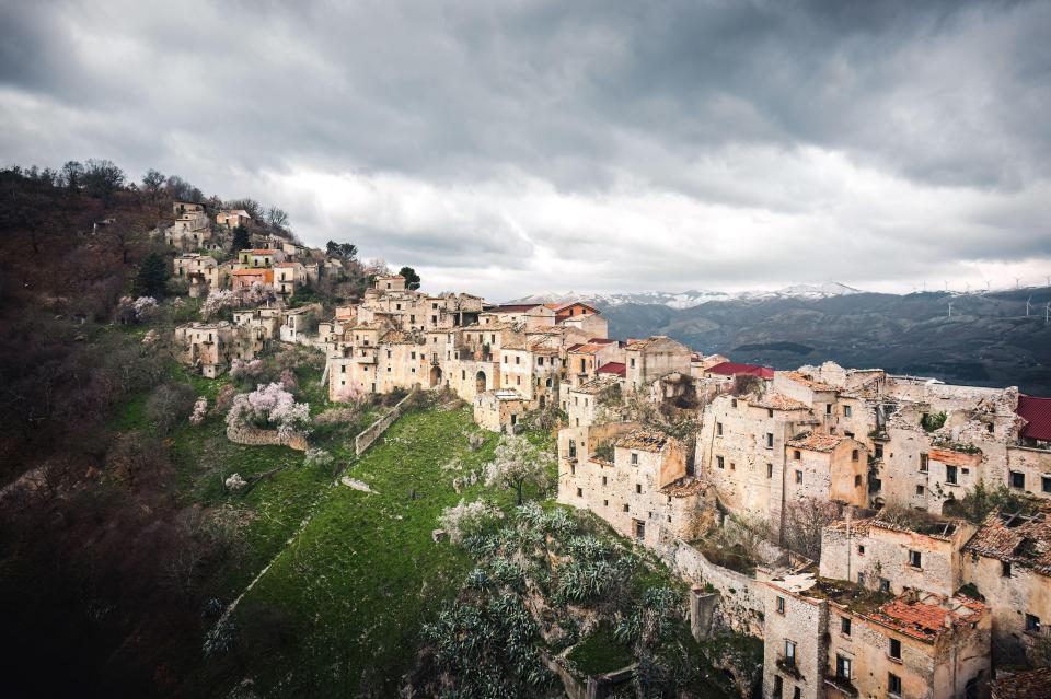 The abandoned ghost town of Fossa in southern Italy