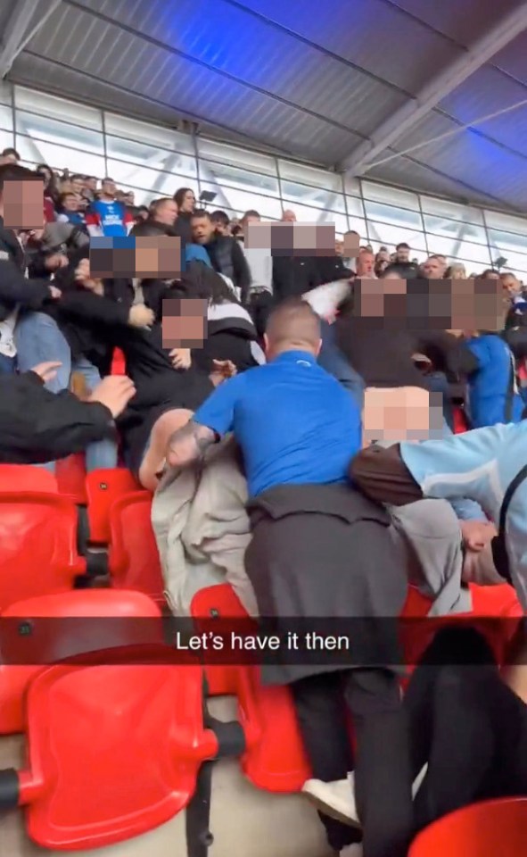 A fight broke out in the Peterborough end at Wembley