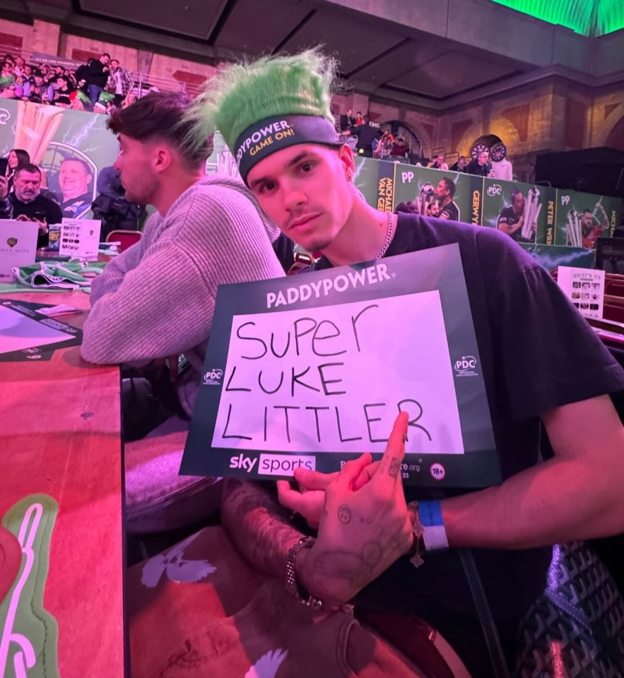 Romeo Beckham showed his support for Luke Littler at the darts world championship final in January