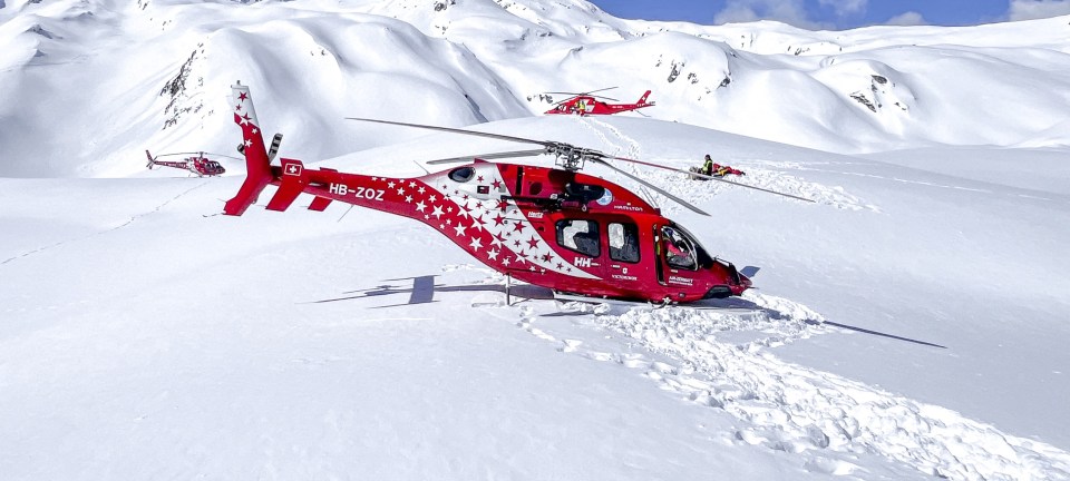 One of the seven helicopters that took part in the rescue operations