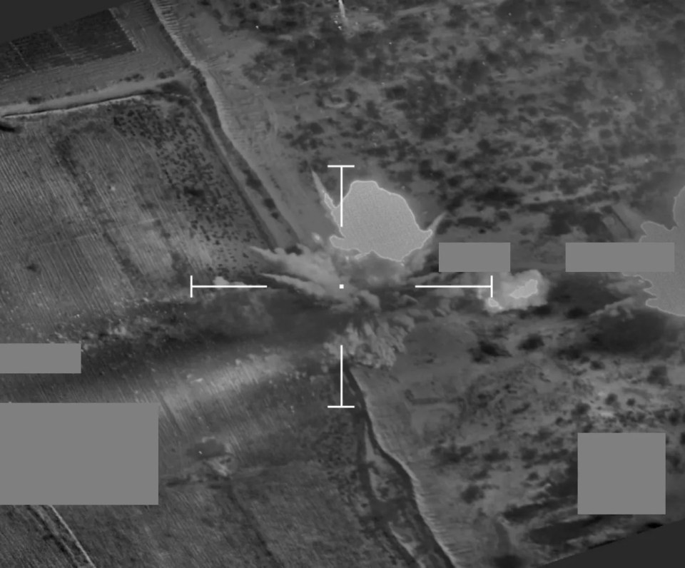 Footage taken from an RAF Typhoon PoOD shows a targeted strike against two Houthi military targets in Yemen