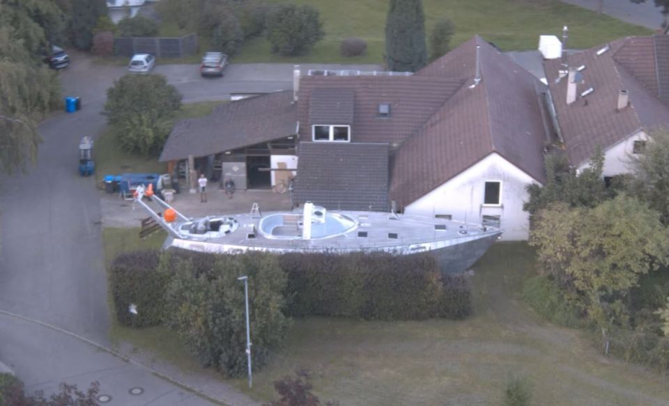 A man from Germany has built his own 72ft ship in his front garden