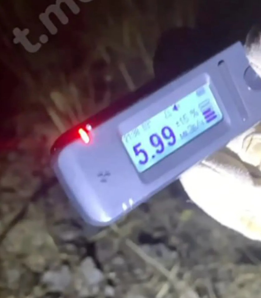 Footage showed a man holding a radiation reader that quickly rose as he walked over a 'waste dump' in Khabarovsk