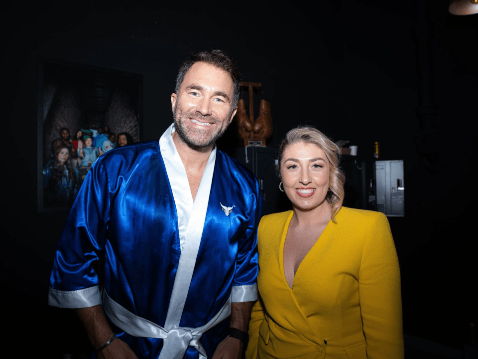 Eddie Hearn with Apprentice winner Marnie Swindells