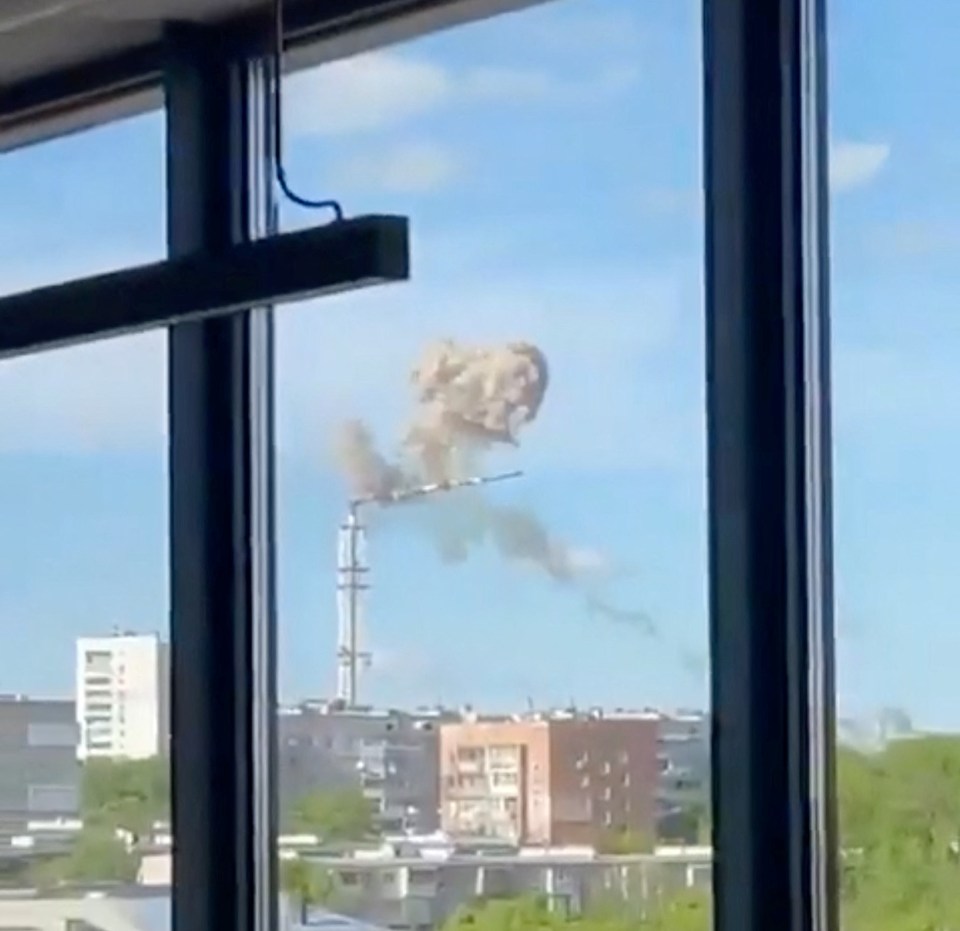 The moment the TV tower broke in half in a cloud of smoke