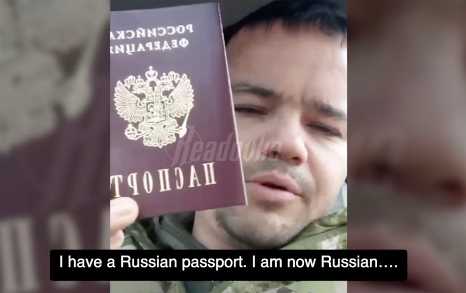 British “traitor” Aiden Minnis, 37 from Chippenham, who “hates” the UK and is  fighting against Ukraine, claims he has been granted a Russian passport by Vladimir Putin.