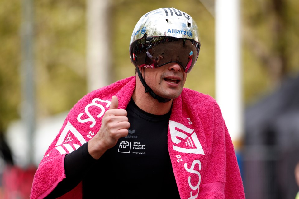 Marcel Hug of Switzerland won the men's wheelchair race