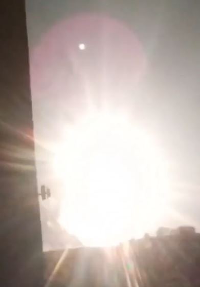 Dramatic footage captured the enormous blinding explosions last night