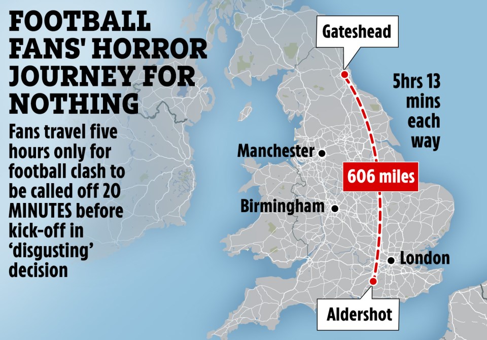 Here’s the journey from Aldershot in Hampshire to the North East