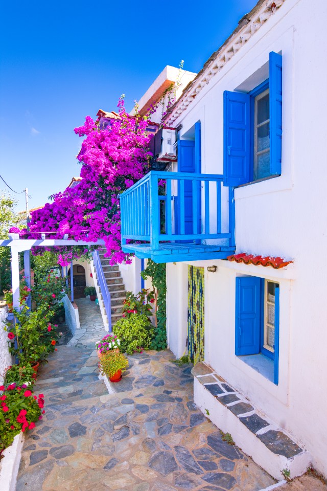 The old village of Chora in Alonnisos island, Greece.