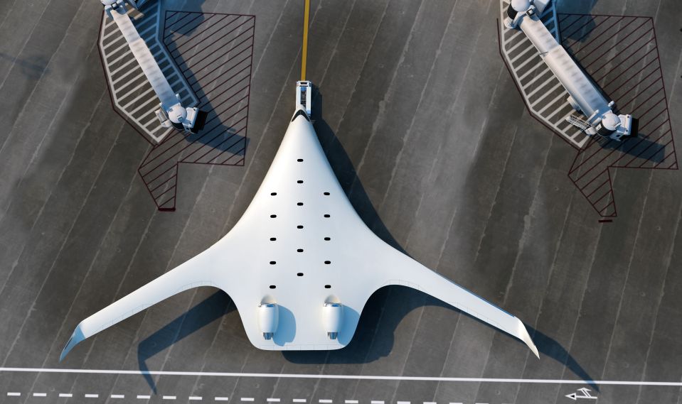 From above, the plane resembles a stingray with a wide bellyCredit: JetZero