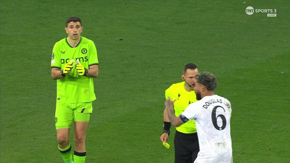 Emiliano Martinez was left stunned after being shown two yellows.. but was not sent off