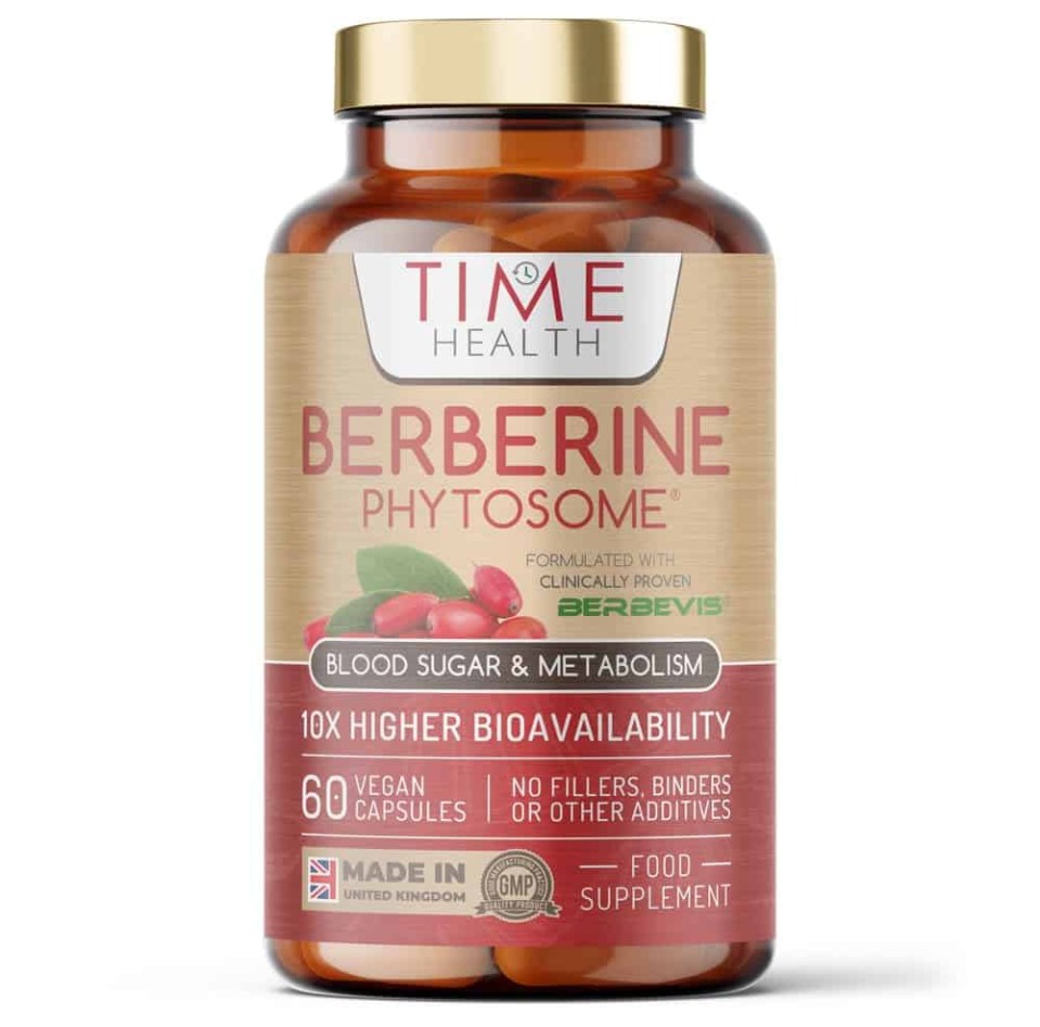 a bottle of time health berberine phytosome capsules