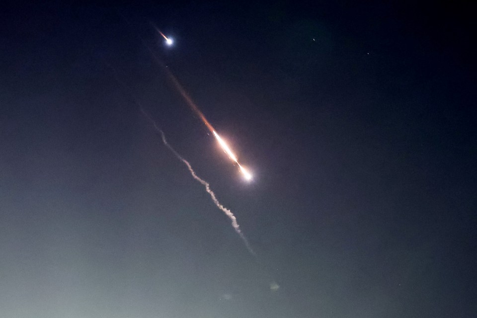 An object seen in the sky above Jerusalem after Iran launched its barrage towards Israel