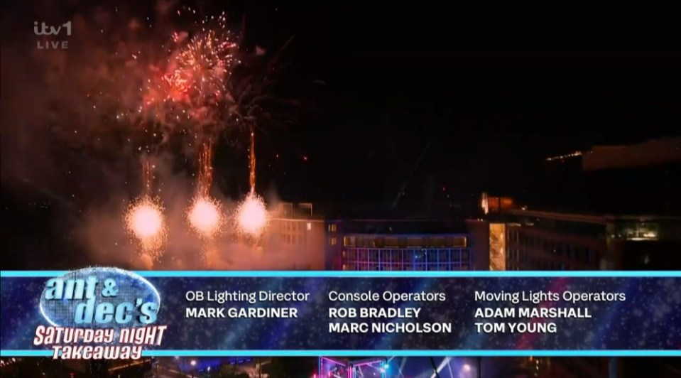 Saturday Night Takeaway came to an end as fireworks lit up the night sky outside Television Centre in London