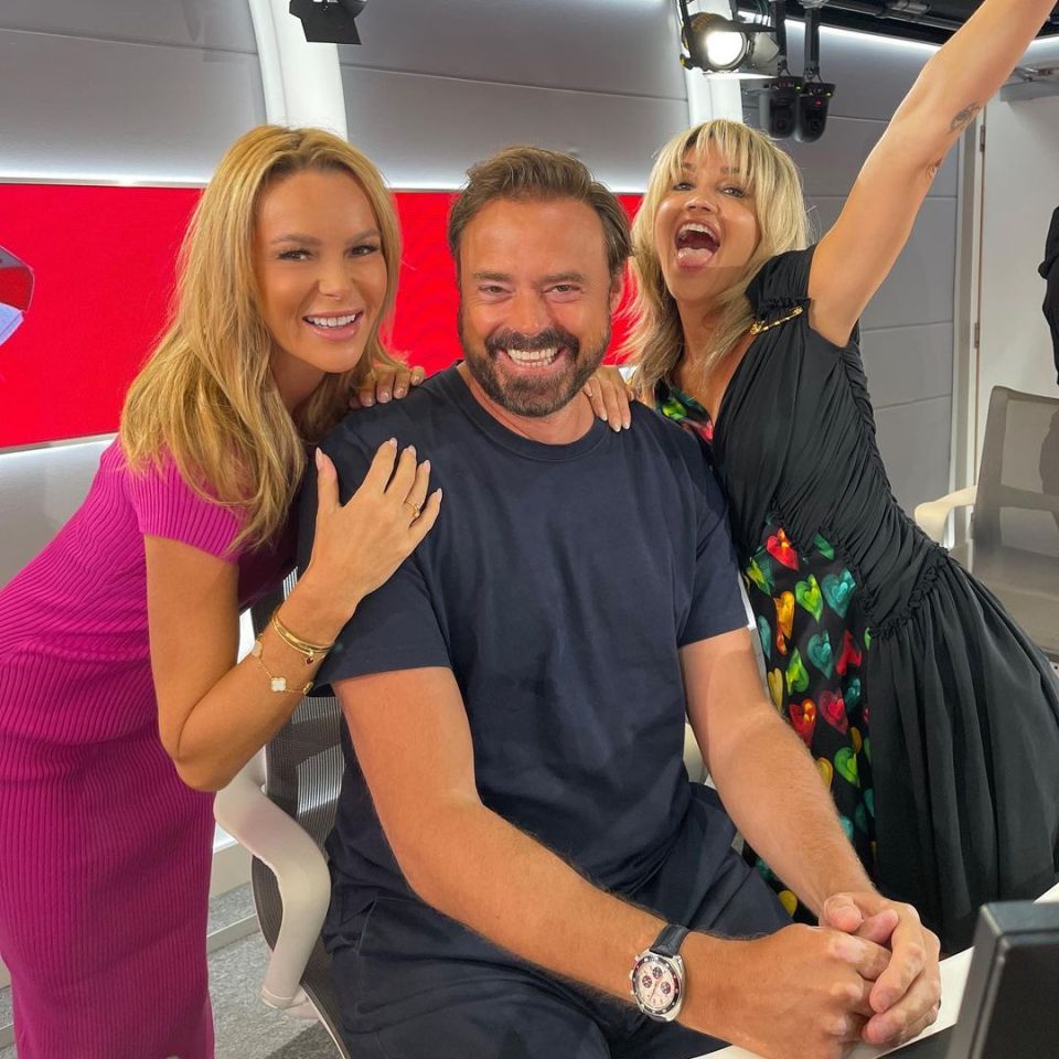 Amanda with radio colleagues Jamie Theakston and Ashley Roberts