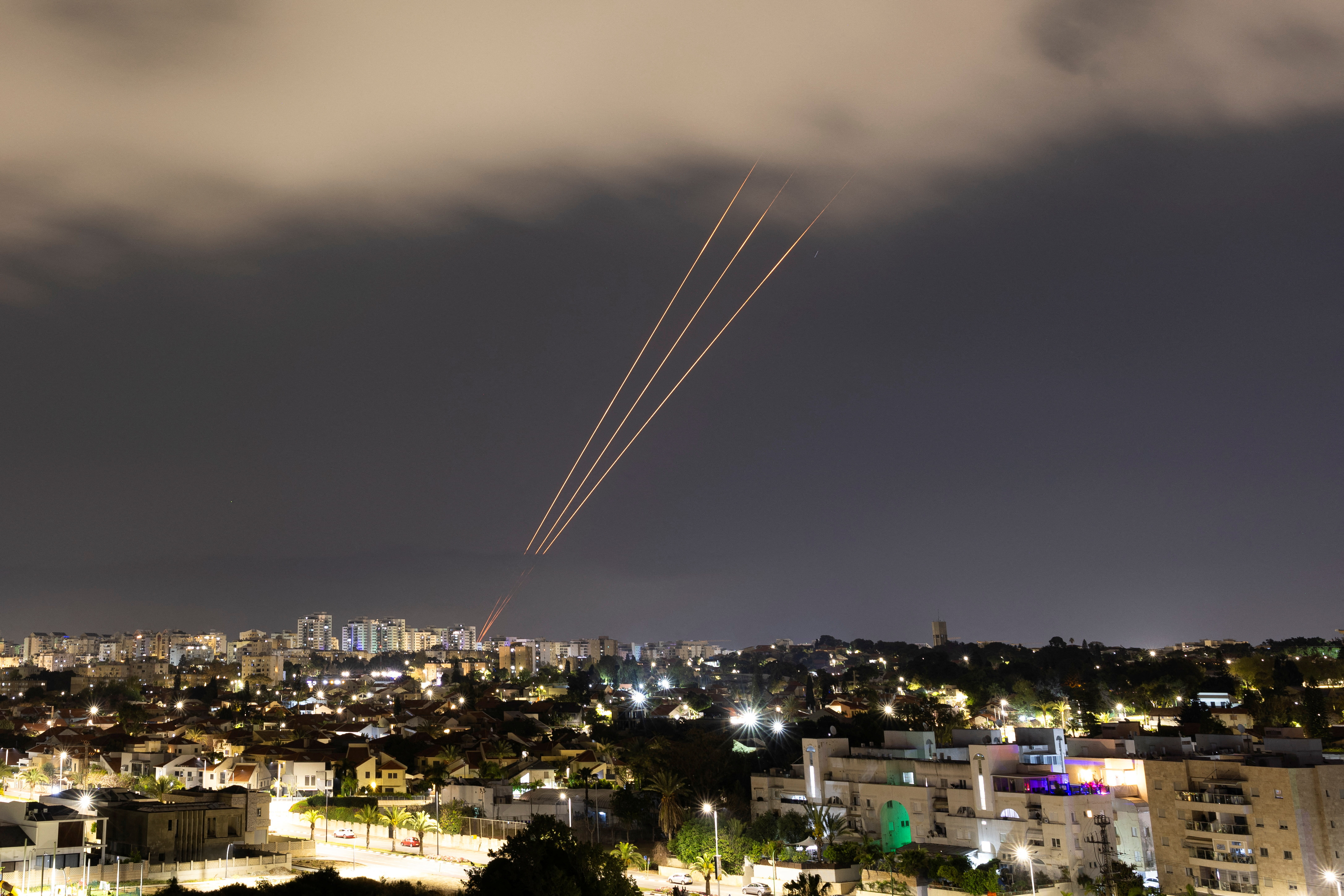 Israel's Iron Dome hard at work on Saturday as it blasted Iran's attack out the sky