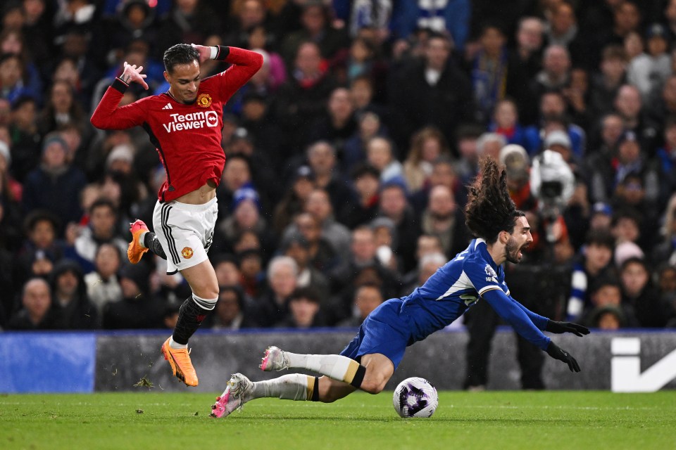 Antony conceded a penalty against Chelsea as he fouled Marc Cucurella