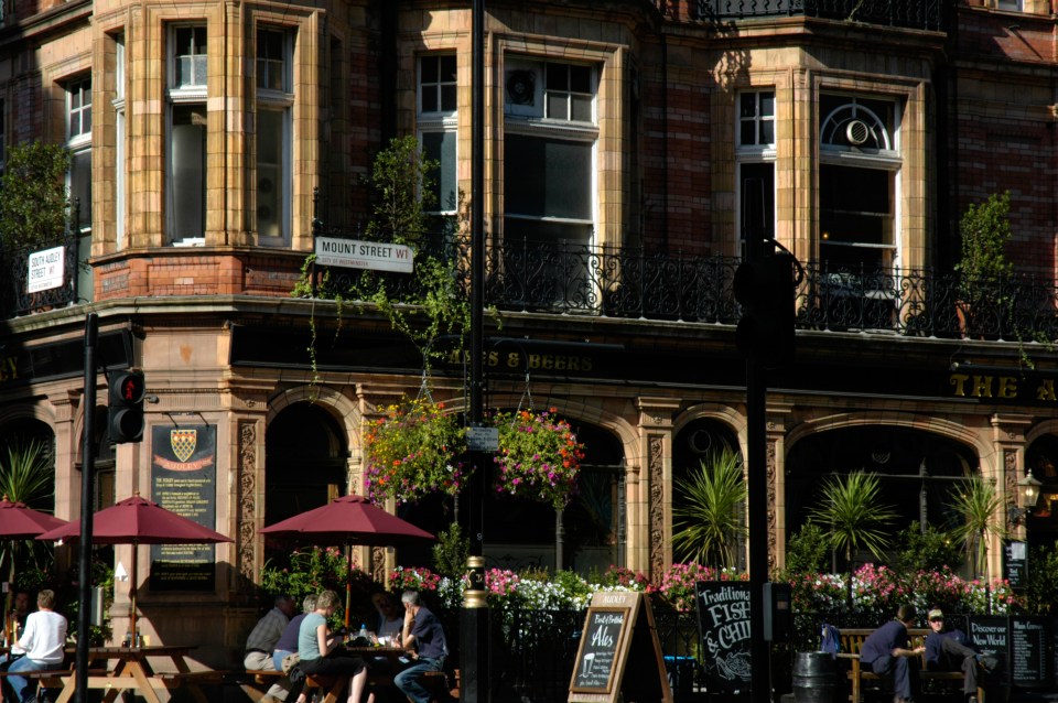 The Audley Public House on Mount Street in Mayfair, London