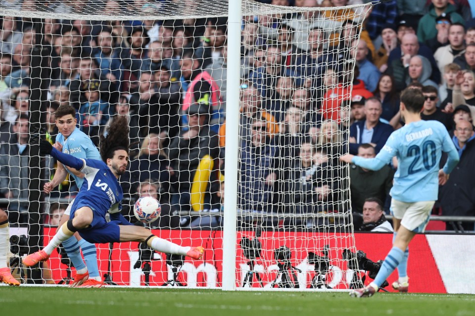 Marc Cucurella could not prevent the ball flying in