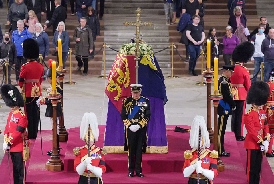 King Charles attended a vigil around the coffin of his mother and the late Queen