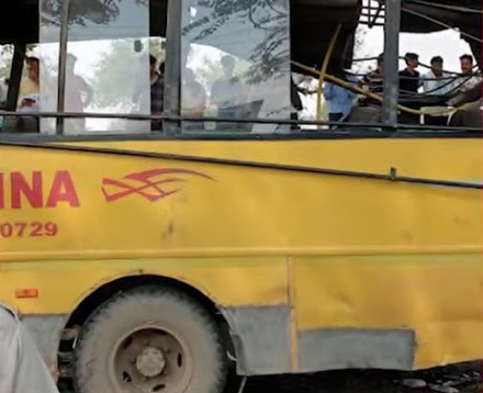 The bus had suffered heavy damage following the accident