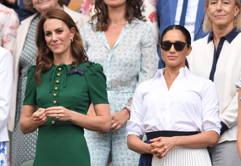 Meghan at Wimbledon with Kate in 2019