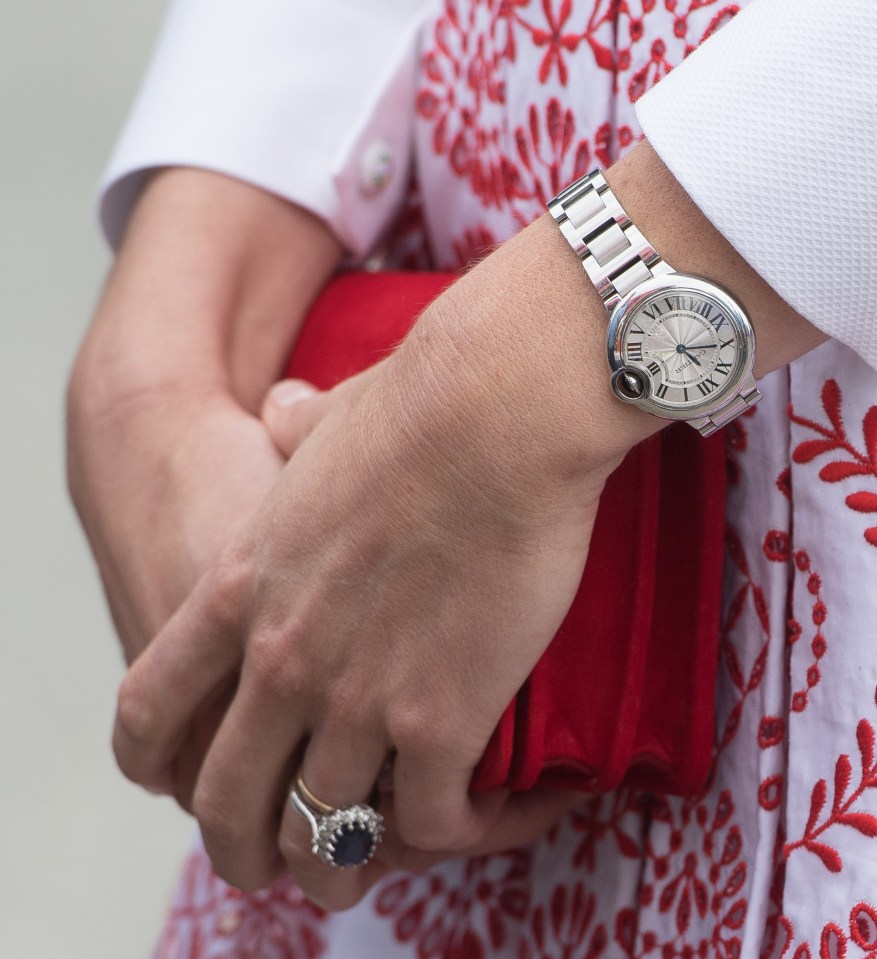 Kate was seen wearing a delicate £4,850 Ballon Bleu de Cartier watch in Canada