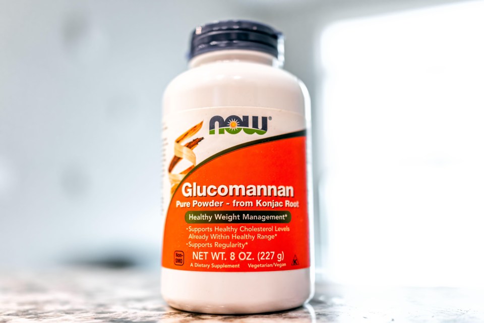 a bottle of now glucomannan pure powder from konjac root