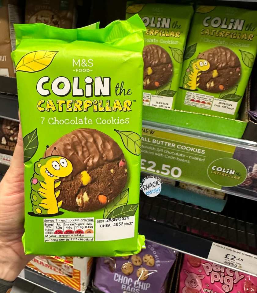 Colin the Caterpillar all butter chocolate cookies are now in M&S stores