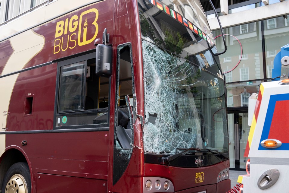 The horses smashed into a double-decker bus