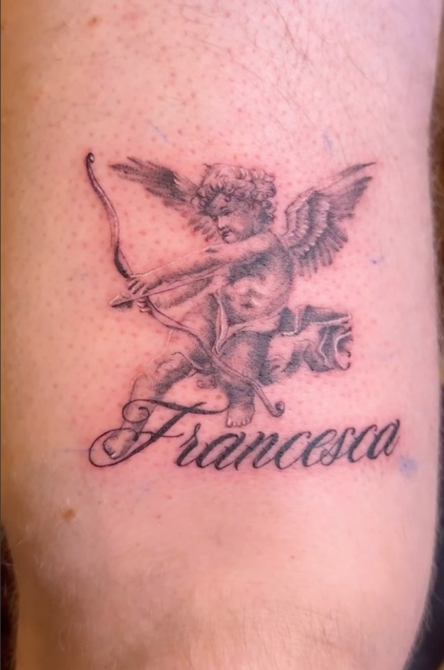 He got a tattoo of cupid with her name