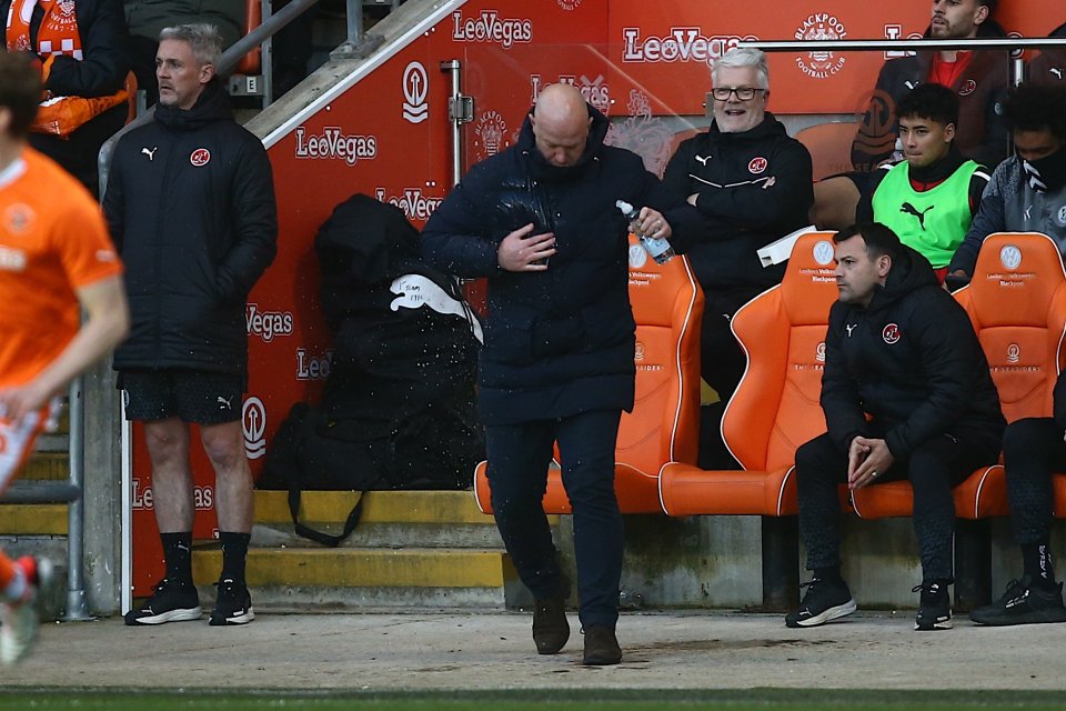 A member of his staff chuckled at the scene as Adam's Fleetwood Town lost 1-0