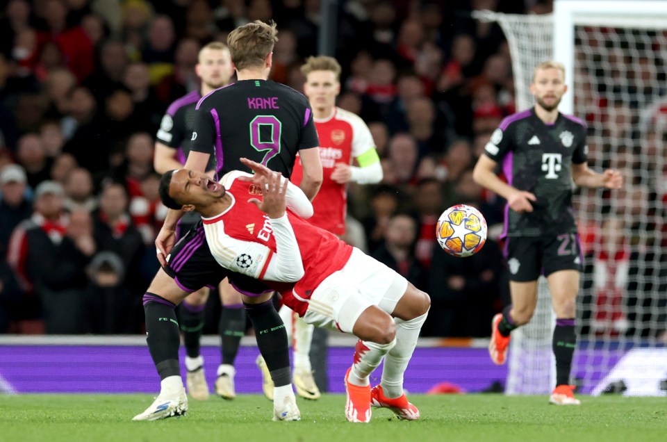 Harry Kane had an altercation with Arsenal's Gabriel in the second half