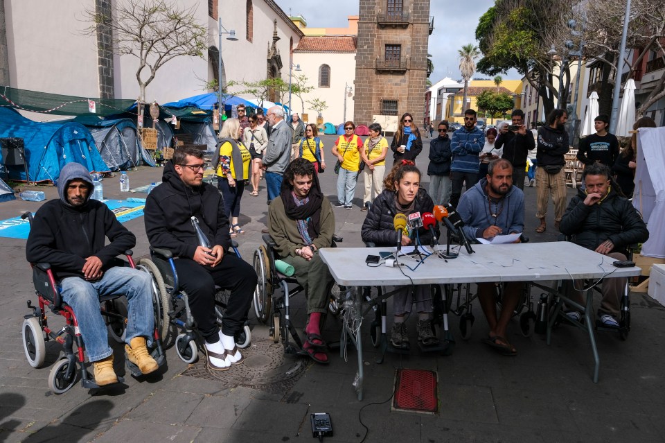 Activists who are on a hunger strike to demand the halt of construction of a new hotel and a touristic luxury homes complex in Tenerife