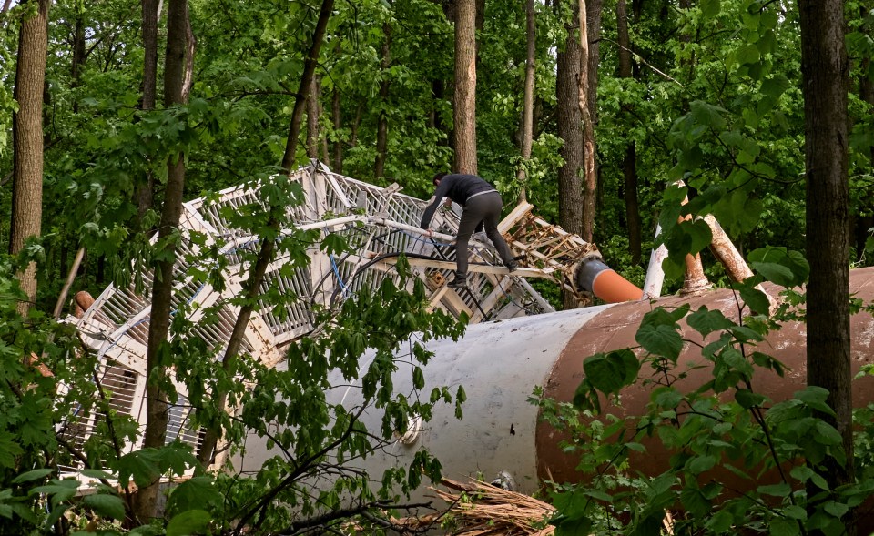 The ruined remains of the 787ft structure