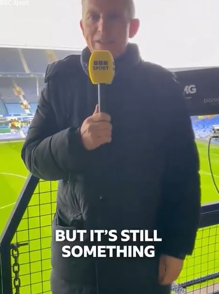 Commentator Steve Bower showed fans the trek he has to make to the stadium's TV gantry