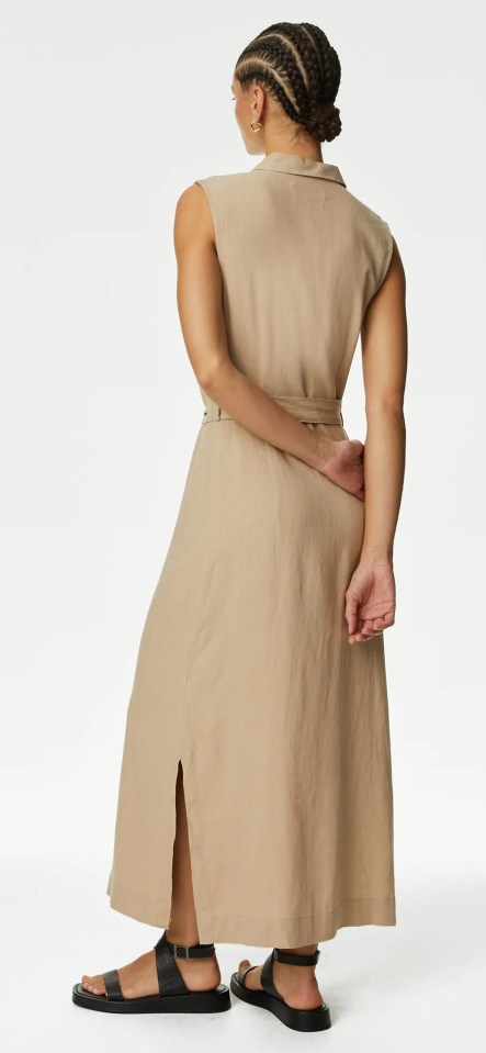 The 'Linen Rich Button Through Midi Shirt Dress' retails at £39.50