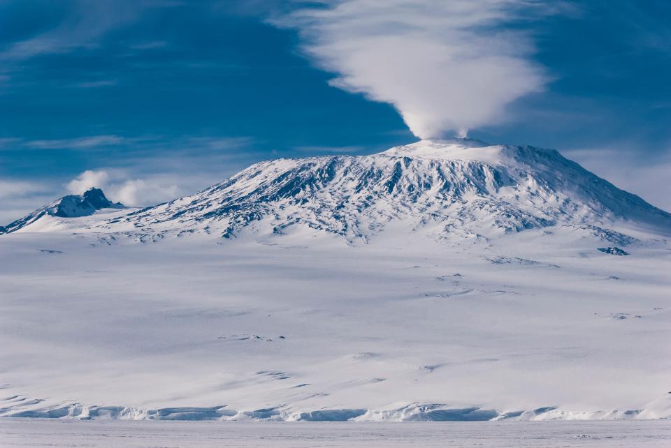 Mount Erebus is the tallest active volcano in Antarctica at 12,448ft