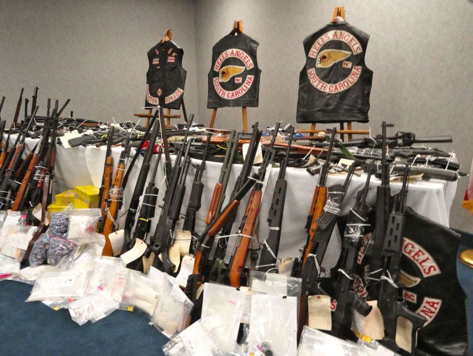 Raids on Hells Angels in South Carolina delivered this haul of firearms