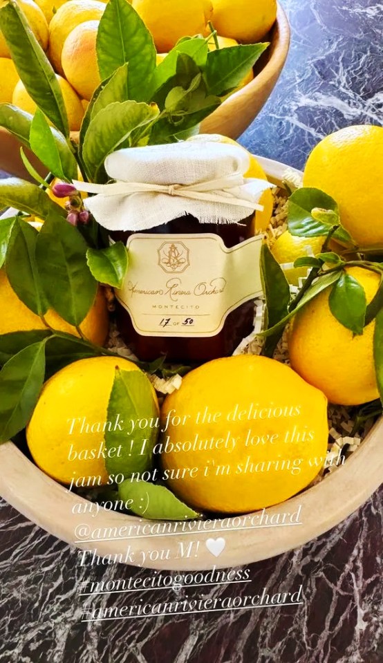 Fashion designer Tracy Robbins was one of the recipients of the baskets, which included branded jam surrounded by lemons