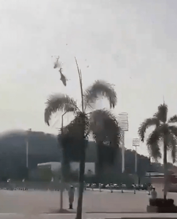 The moment the two combat helicopters collided at 200ft