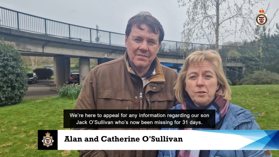 a man and a woman standing next to each other with a caption that says alan and catherine o ' sullivan