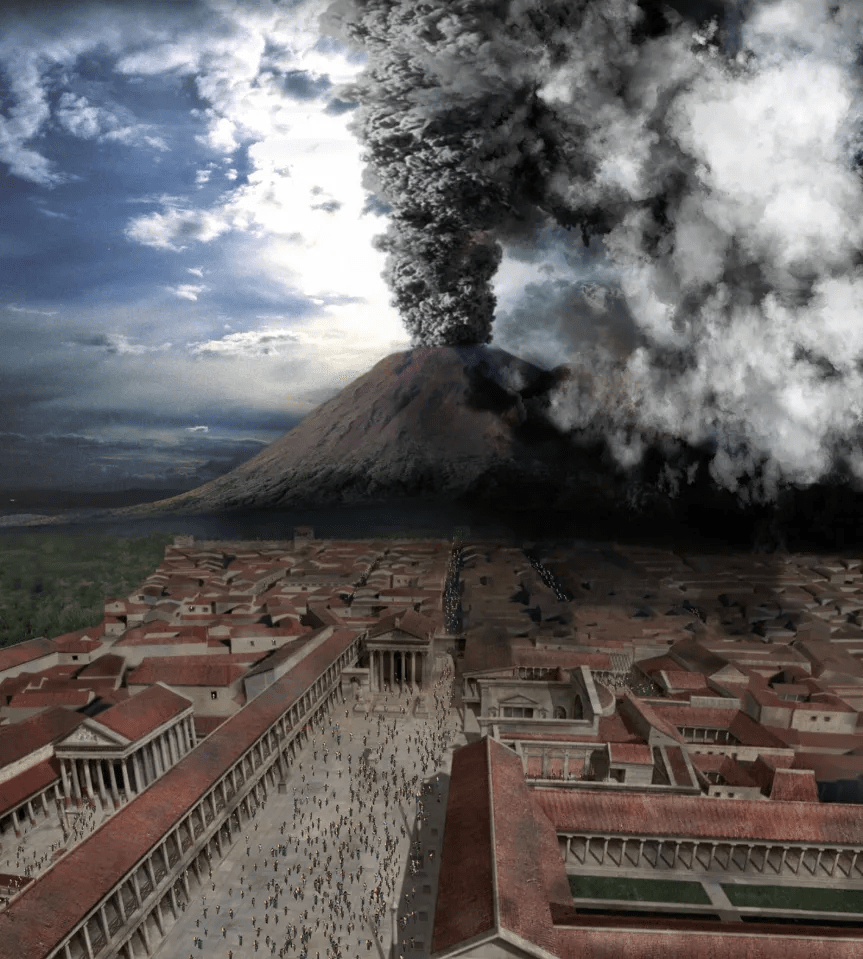 Mount Vesuvius erupted in 79AD (reenactment)