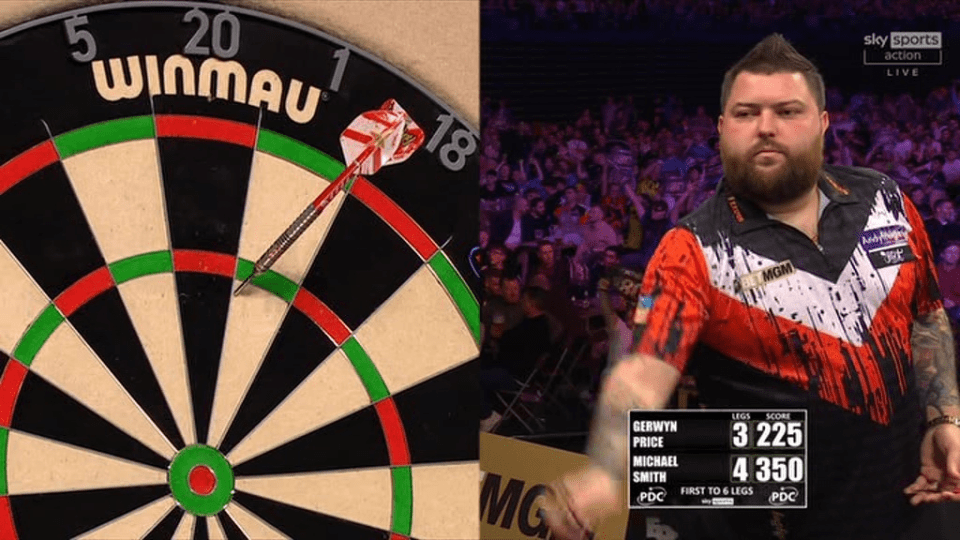 The scoreboard changed during Michael Smith’s clash with Gerwyn Price