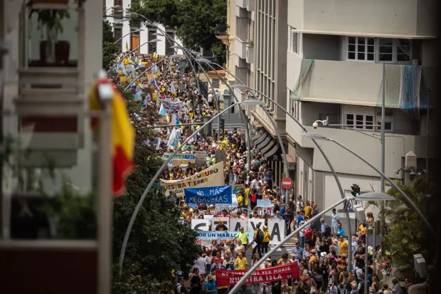 Up to 50,000 people are believed to have attended the march in Tenerife