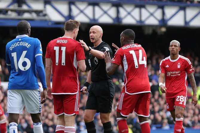 Nottingham Forest were controversially denied three spot-kicks against Everton