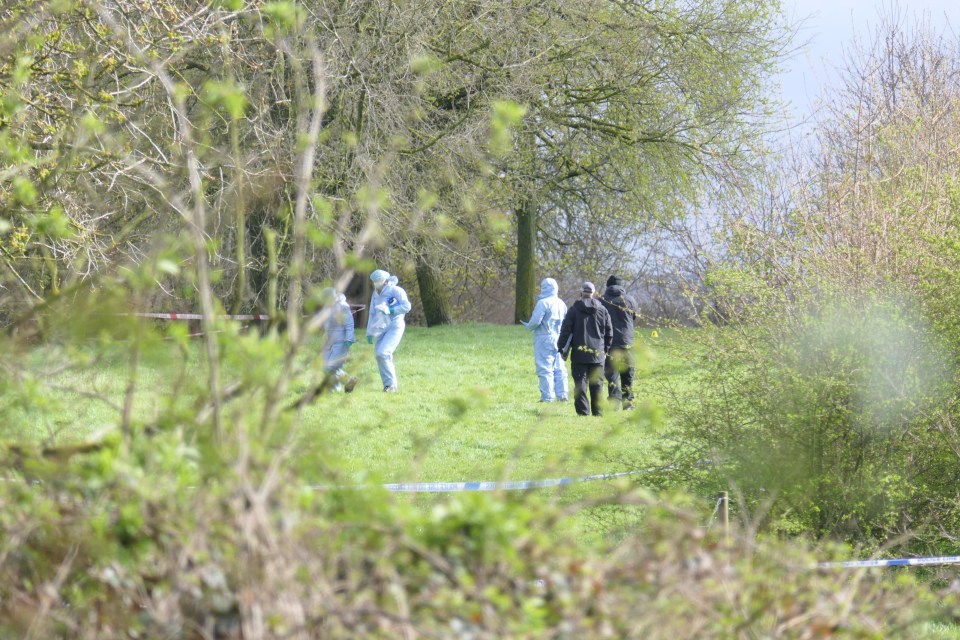 Forensic officers at the scene Rowdown Fields